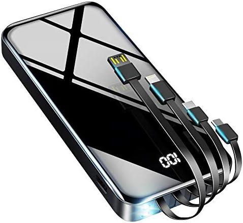 モバイルバッテリー 大容量 4種類ケーブル内蔵 2 1a急速充電 Type C スマホ充電器 タイプc対応 Lcd残量表示 2個ledライト Pse認証済 持ち運び便利 災害 旅行 出張 停電対策 緊急用必携 防災グッズ Iphone Android対応 Logicel Net