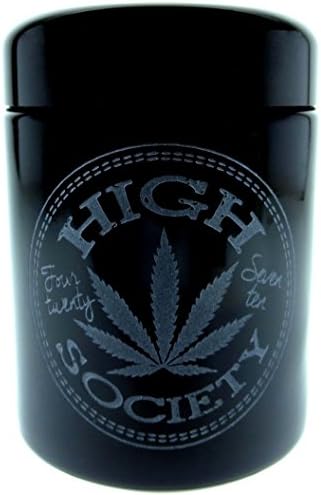 Dope Jars - Herb Storage, Stash Jar - with Dope Designs Deep Etched into the Glass (250ml, High Society)