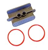 Lego Parts: Rubber Belt Medium (Round Cross Section) - 3 x 3 + Belt Holder (PACK of 2 - Red Belts)