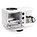 Elite Cuisine EBK-200 3-in-1 Breakfast Station, 4 Cup Coffeemaker, Toaster Oven with Timer, Griddle, White