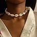 Zkptops Natural Shell Choker Necklace for Women Handmade Beaded Seashell Pendant Necklace Summer Beach Rope Conch Statement Jewelry Adjustable Hawaii Boho Cowrie Collar Necklace