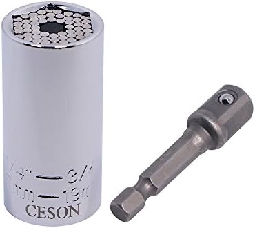 Universal Gator Socket, CESON 7mm to 19mm Universal Socket Wrench Adapter Ratchet Sockets Metric with Power Drill Adapter Father Gift for men him handyman, DIY-er, Homework, Bicycle Repair