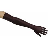 Greatlookz Matte Satin Opera Length Gloves, Brown