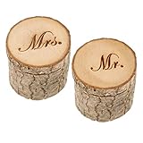 Ellen Tool 2pcs Wedding Ring Box Rustic Wooden Wedding Ring Case Mr Mrs Wooden Ring Box