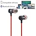 Bluetooth Headphones Sports Wireless Earbuds Sweatproof Headset Magnetic Attraction Stereo Earphones for Running Workout Gym Noise Cancelling Proshine (M-RED)