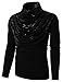 H2H Mens Unique Slim fit Fashionable Designed Shirring Long Sleeve T-Shirts Black US M/Asia L (KMTTL0252)