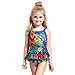 Girls' Swimsuit One-Piece Bathing Swimwear children Lovely Swimming Dress Swimwear Baby Girl's Beachwear Swimsuit (6-8years, Parrot Blue)