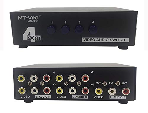 CERRXIAN 4 Port 4 Input 1 Output Video Audio AV Switch Selector Splitter Box