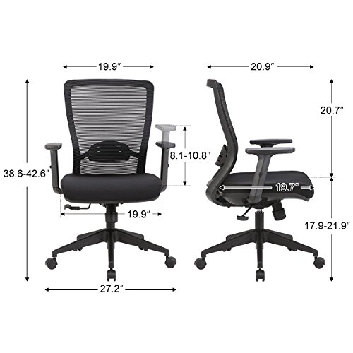 YAMASORO Mid-Back Mesh Office Chair Multifunction Swivel Chair,Computer Desk Task Chair with Adjustable Arms Black