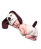JISEN® Baby Newborn Photography Props Cute Dog Handmade Crochet Knitted Unisex Baby Cap Outfit
