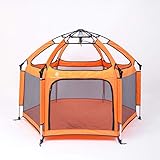 Pop 'N Go - The World's Best Kids Playpen - Lightweight & Portable - For Inside or Outdoor Use - Safety Locks Keep Playpen Firmly Planted and Secure - Free UV Shade with Every Order!(Orange and Gray)