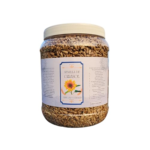 ARIAZU Semilla de Girasol 1 kg sin cascara pelada cruda Pepita de Girasol envase de plastico Reusable