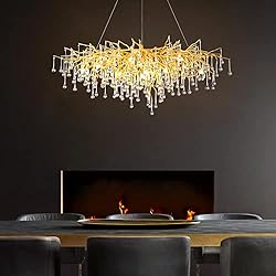 YIOSI Modern Crystal Rectangular Chandelier, Gold