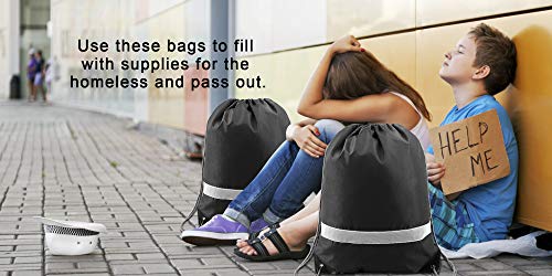4 Black+Drawstring+Backpack+Reflective+Promotional