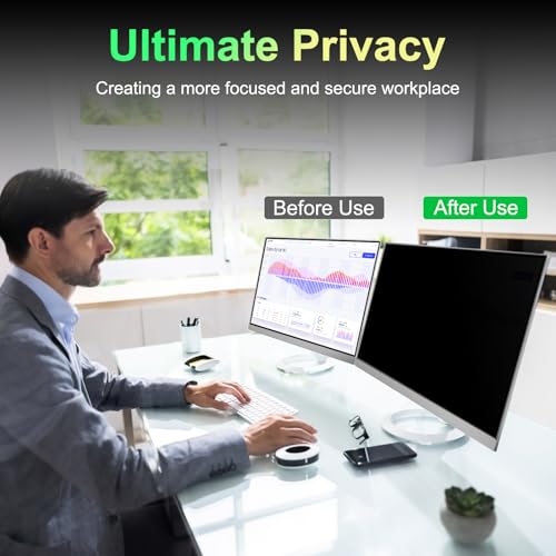 [2 Pack] Magnetic 27 Inch Monitor Privacy Screen for 16:9 Aspect Ratio Widescreen Monitor,Removable Anti Glare Computer Screen Privacy Shield Protector, Blue Light Filter