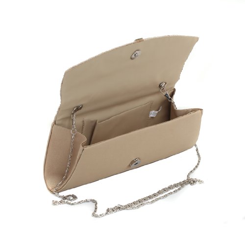 Damara Women’s Stylish Evening Bag Lady Satin Pleated Large Clutch