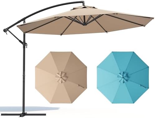 10ft Orange Octagonal Offset Cantilever Umbrella Outdoor Patio with Heavy Duty Steel Cross Base & Air Vent