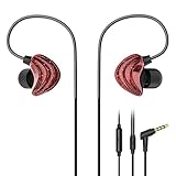 In Ear Earphones, UiiSii CM5 Sports Headphones with Mic and Remote, Comfortable Graphene Coaxial Design, and Stereo Bass Earbuds For Gym Running(Red)