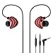 In Ear Earphones, UiiSii CM5 Sports Headphones with Mic and Remote, Comfortable Graphene Coaxial Design, and Stereo Bass Earbuds For Gym Running(Red)