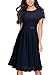 Miusol Women's Vintage Contrast Floral Lace Casual Mini Dress, Navy Blue, Large