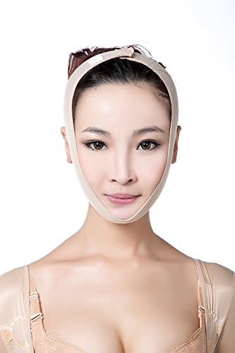 Larrycard Chin Strap for Women Anti Snoring Chin Straps V Face Shaper Mask Face Lifting Slimmer Chin Lift Facial Compression (L, Beige)
