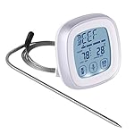 Adoric Touchscreen Digital Meat Thermometer with Timer Alert, Food Grade Probe for Kitchen Cooking, BBQ, Grill (Battery Included)
