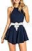 RUIGO ▒ Women's Lace Sexy Open Back Hollow Out Boho Playsuit Jumpsuit Romper Dress Dark Blue Small