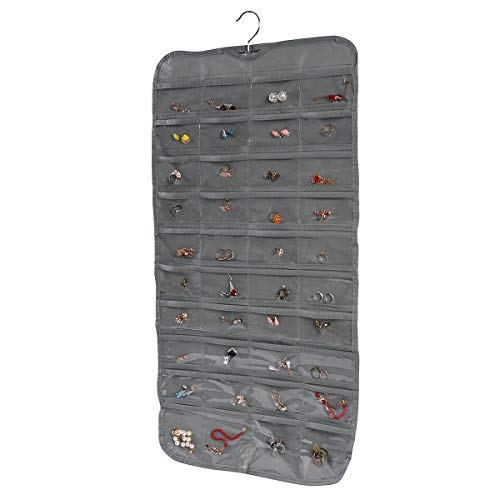 ComboCube Grey 80 Pockets Hanging Jewelry Organizer(Hanger Included) (Grey) - Thumbnail 6