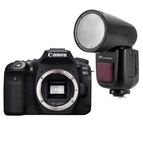 Canon EOS 90D DSLR Camera Body - Bundle with Flashpoint Zoom Li-on R2 TTL On-Camera Flash Speedlight