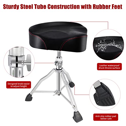 ROWELL Drum Throne Universal Upgraded,Padded Drum Seat Portable Height
