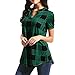 T Shirts for Womens, FORUU Casual Plaid Printed Short Sleeve V Neck Blouses Tops