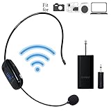 Wireless Microphone Headset Bluetooth, 115ft Stable Wireless Transmission Hand-free, Headworn Mic for Handheld Vocal Mic 2 in 1 Rechargeable for DSLR Camera Recording, Voice amplifier, Pa System ect