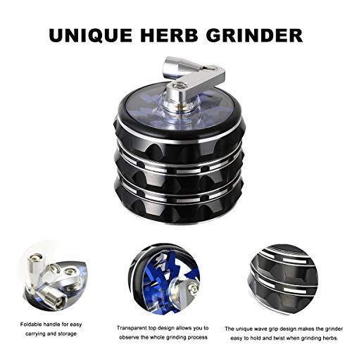 HOKirin 2.5” 5 Piece Hand Crank Herb Grinder,Aluminum Alloy Spice Herb