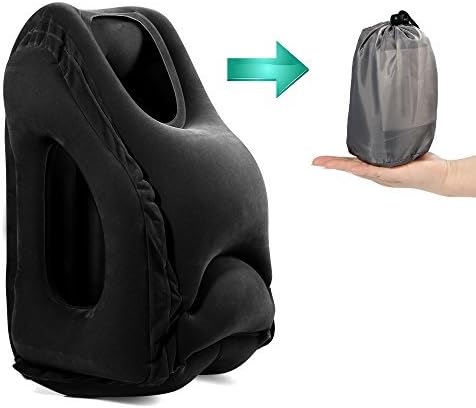Airplane pillow, Travel Pillow, Sleep Pillow, Inflatable Pillow Customize Nap Pillow for Airplanes, Trains, Buses, Office, Upscale Exclusive Color with Pleasant Smell (20.5"H, Black)