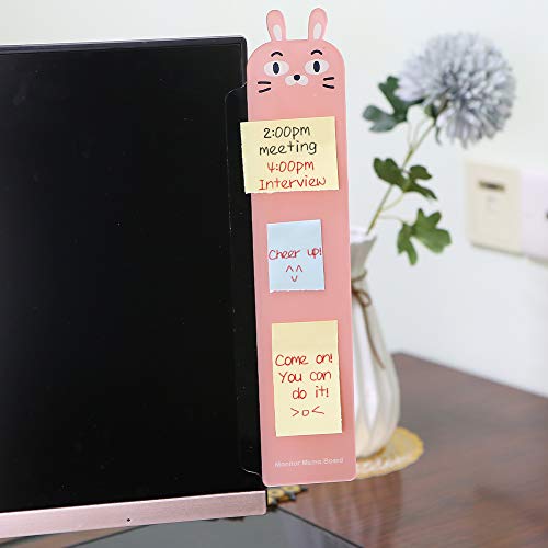 Pack of 2 Left & Right Cartoon Computer Monitors Side Panel/Memo Pads/Sticky Boards/Message Board/Notes Holder for Computer Screen(Rabbit)