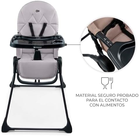 BINCI, Trona Bebé, Ligera y plegable, con Bandeja, reposapiés y Arnés de 5 puntos, Ideal para Espacios reducidos y Viajes, Gris