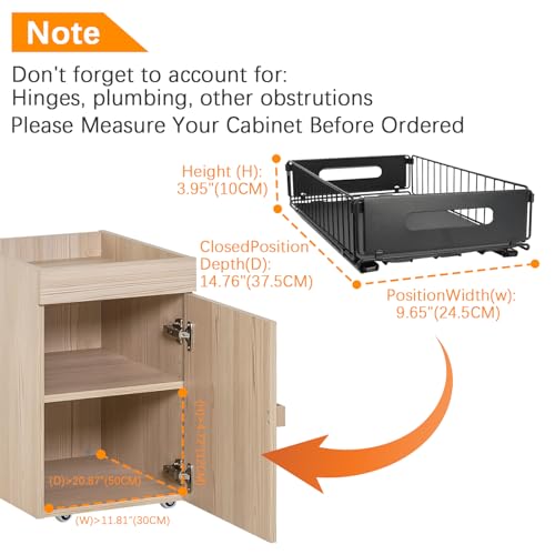 ELEPRUC Telescopic Drawer, Removable Cabinet Organizer, Closet Organizer Drawer Organizer, No Drilling or Nailing, Removable Tray Cupboard 37.5 x 24.5 x 10 cm Black