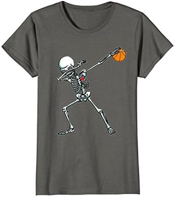 Womens Valentine Dabbing Skeleton Basketball TShirt Funny Dab Dance Small Asphalt