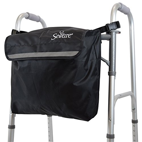 Secure WBPR-1B Mobility Storage Backpack for Wheelchairs and Walkers with Reflective Strip and Adjustable Attachment Straps - Carry Pouch Accessory Bag for Wheelchair, Scooter, Walker, Rollator
