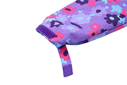 Jingle Bongala Kids' Boys' Girls' Outdoor Waterproof Fleece Jacket with Hood Coat Climbing Hiking Windbreaker-PurpleFloral-120