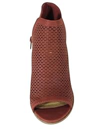 Cambridge Select Mujer puntera abierta perforado enjaulado láser recorte Chunky tacón de bloque talón tobillo botas