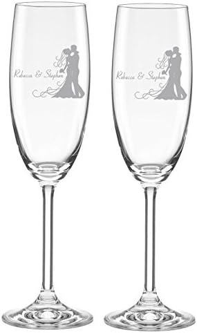 LENOX Blush Crystal Champagne Toasting Flutes 6oz Personalized Bride &amp; Groom Couple Design 2pc Set Wedding #69-06
