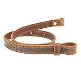 Nohma Leather Buffalo Hide Leather Rifle Gun Sling, Crazy Horse/Brown Stitch Amish Handmade 1" Wide