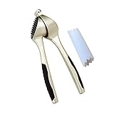 Bokdy Garlic Press and Peeler Set Stainless Steel Professional Heavy Soft-Handled Crush Garlic Silicone Tube Roller