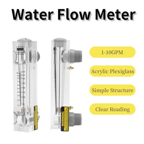 Water Flow Meter, 110GPM 0.6MPa Knob Panel Type Liquid Flow Meter, ZG1