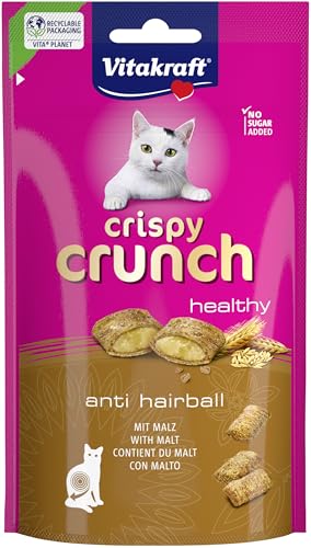 Crispy Crunch Classic, golosinas para Gatos, crujiente Snack para Gatos Relleno de Malta, en Bolsa resellable, sin azúcar añadido (1x 60g)