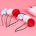 FRCOLOR 3 Pieces Pom Pom Ball Headband With Cat Ears - Cute Furry Red Pompom for Halloween, Christmas Party, Birthday, Cosplay