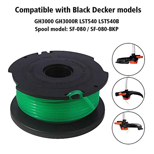 Winsummer 4 Pack Trimmer Replacement Spools Compatible with Black and Decker SF-080 GH3000 LST540