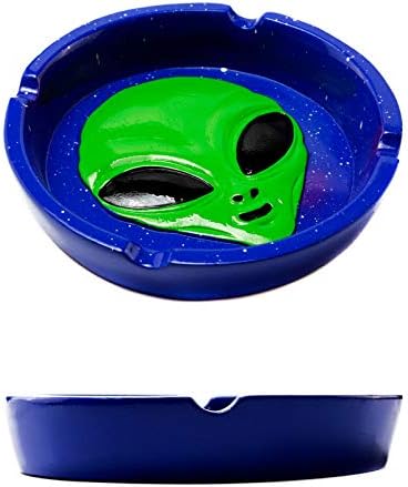 Round Ceramic Ashtray with Alien Design
