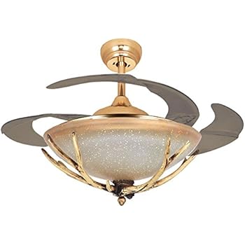 Tiptonlight Gold Retractable Ceiling Fan With Antlers 42 Inch With